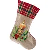 14 Inch Large DIY Linen Diamond Painting Xmas Stocking Hanging Gift Candy Bag Kits(20x35cm)