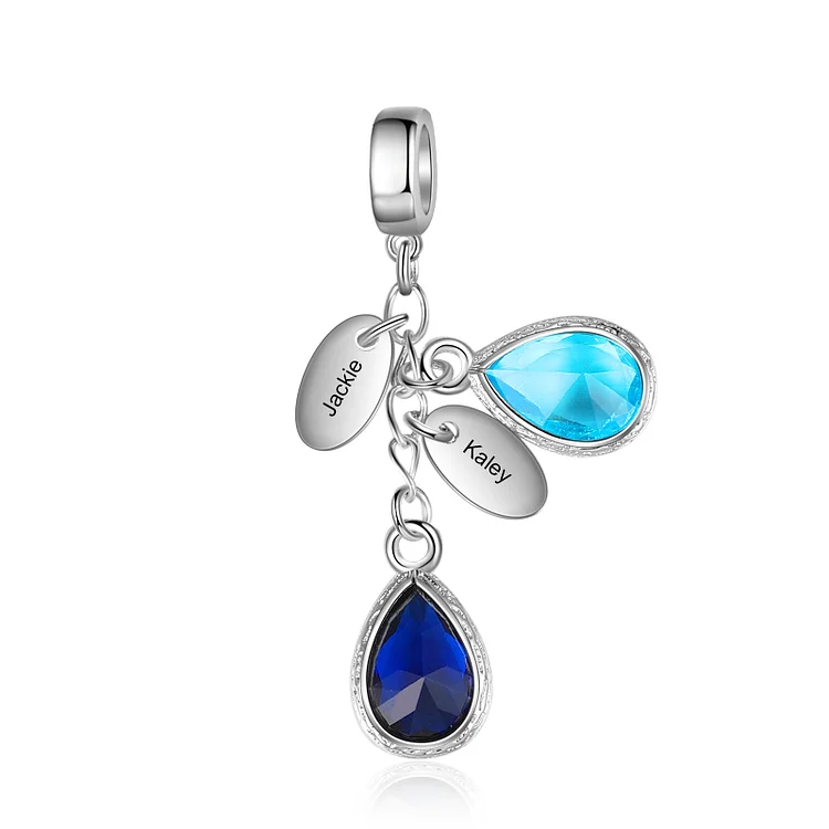 Charm 2 Prénom Personnalisé Pendentif avec 2 Pierre de Naissance 