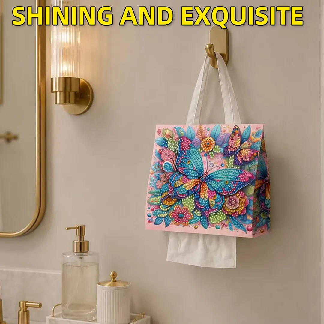 Diamond Tissue Organizer Exquisite Craftsmanship for Bathroom Bedroom Decor (Garden Butterfly)
