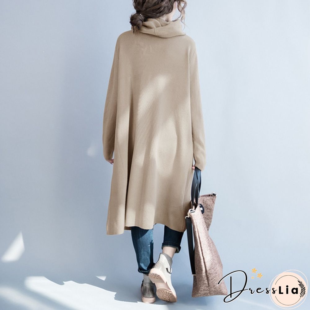 ZANZEA Womens Fashion Loose High Neck Long Sleeve Solid Color Casual Split Coat Jackets Oversize Jumper Cape Cloak Plus Size