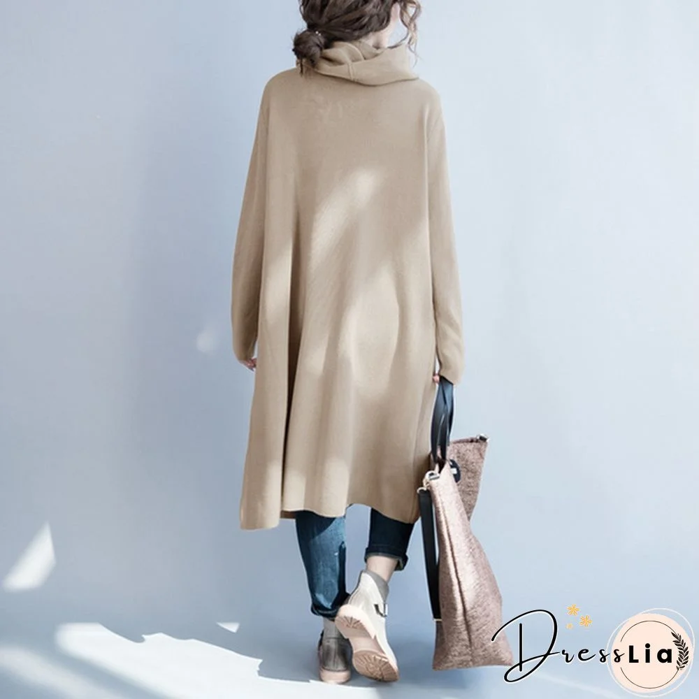 ZANZEA Womens Fashion Loose High Neck Long Sleeve Solid Color Casual Split Coat Jackets Oversize Jumper Cape Cloak Plus Size