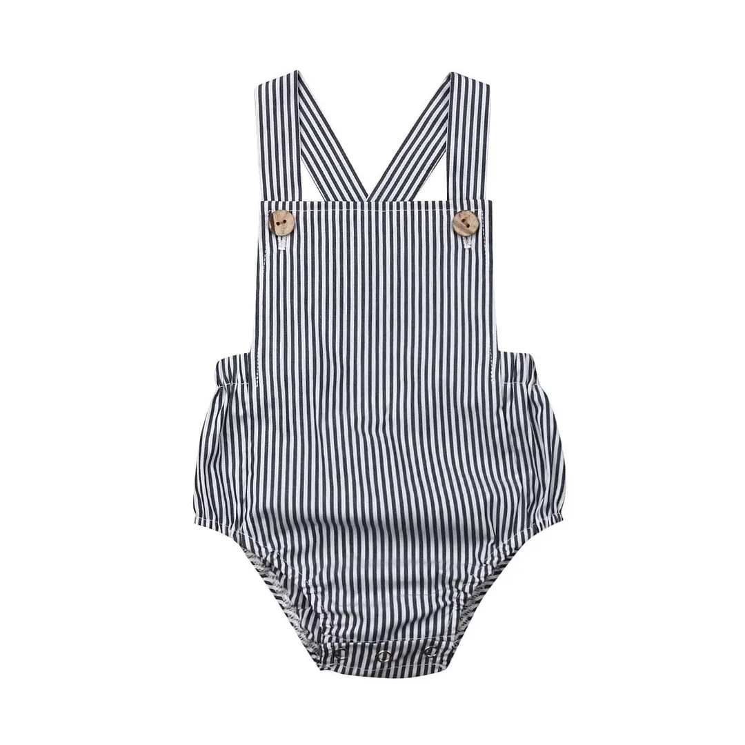 2019 Baby Summer Clothing 0-3Y Newborn Infant Baby Boy Girl Cotton Bodysuit Striped Solid Casual Jumpsuit Outfits Sunsuit