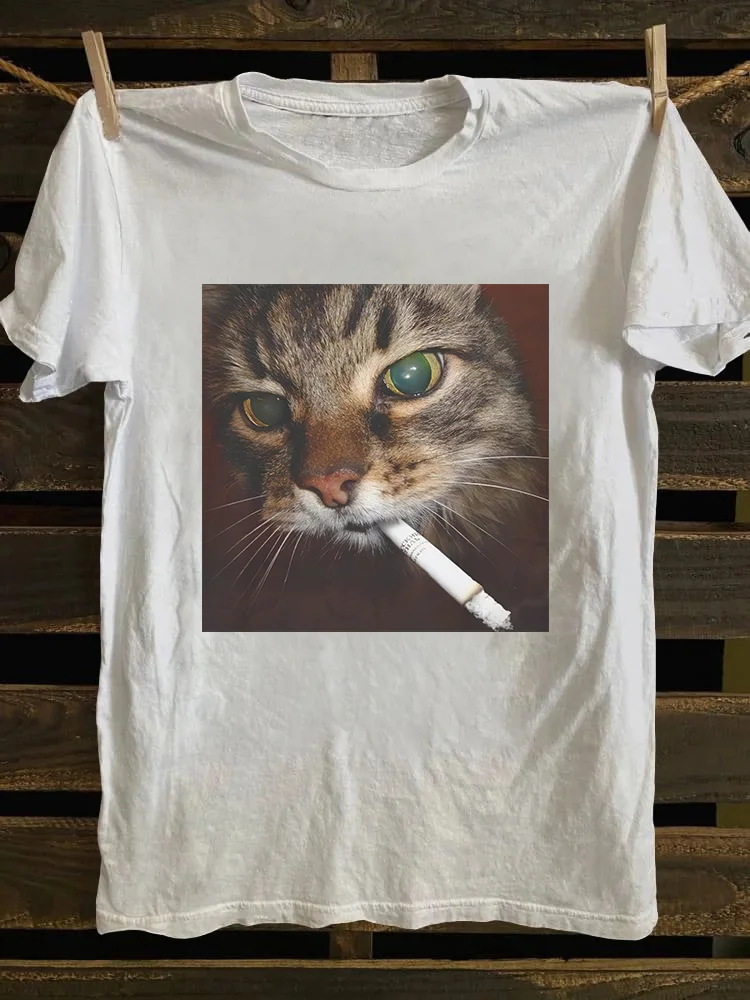 Funny Smoking Cat T-shirt