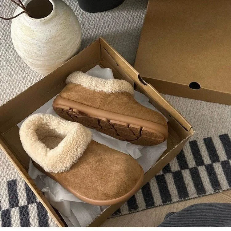 Breakj Breakj Soles Of A Foot Pedal All-Inclusive Birken Shoes Women's Winter 2025 New Plus Velvet Warm Cotton Shoes Small Potatoes Hairy Snow Boots