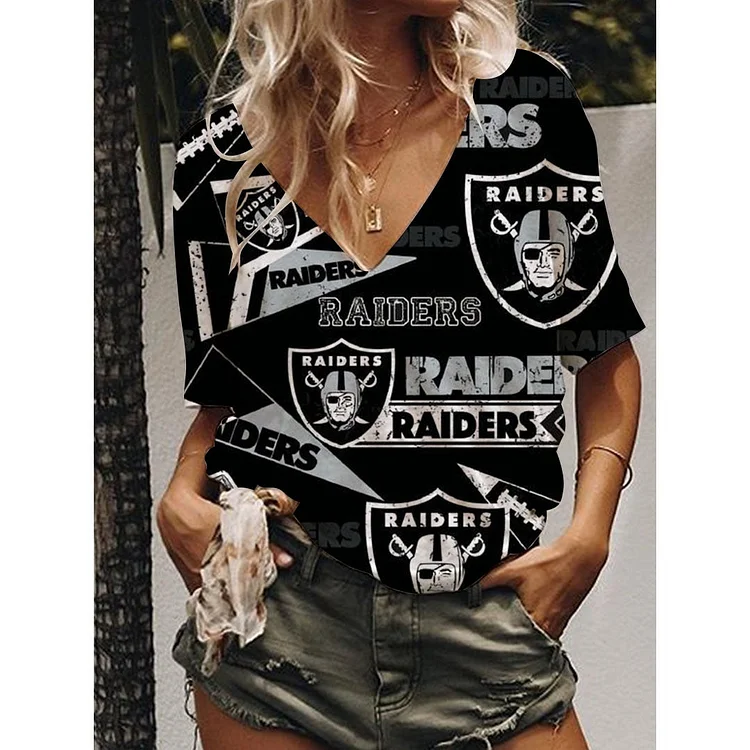 Las Vegas Raiders  Lightweight Short Sleeve V-Neck V-Neck T-Shirt