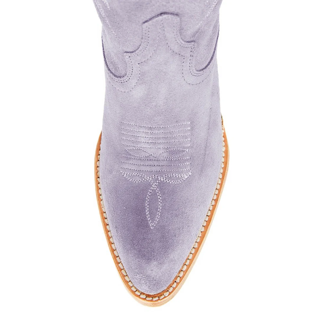 Pointed Toe Embroidered Western Boots for Women in Light Purple