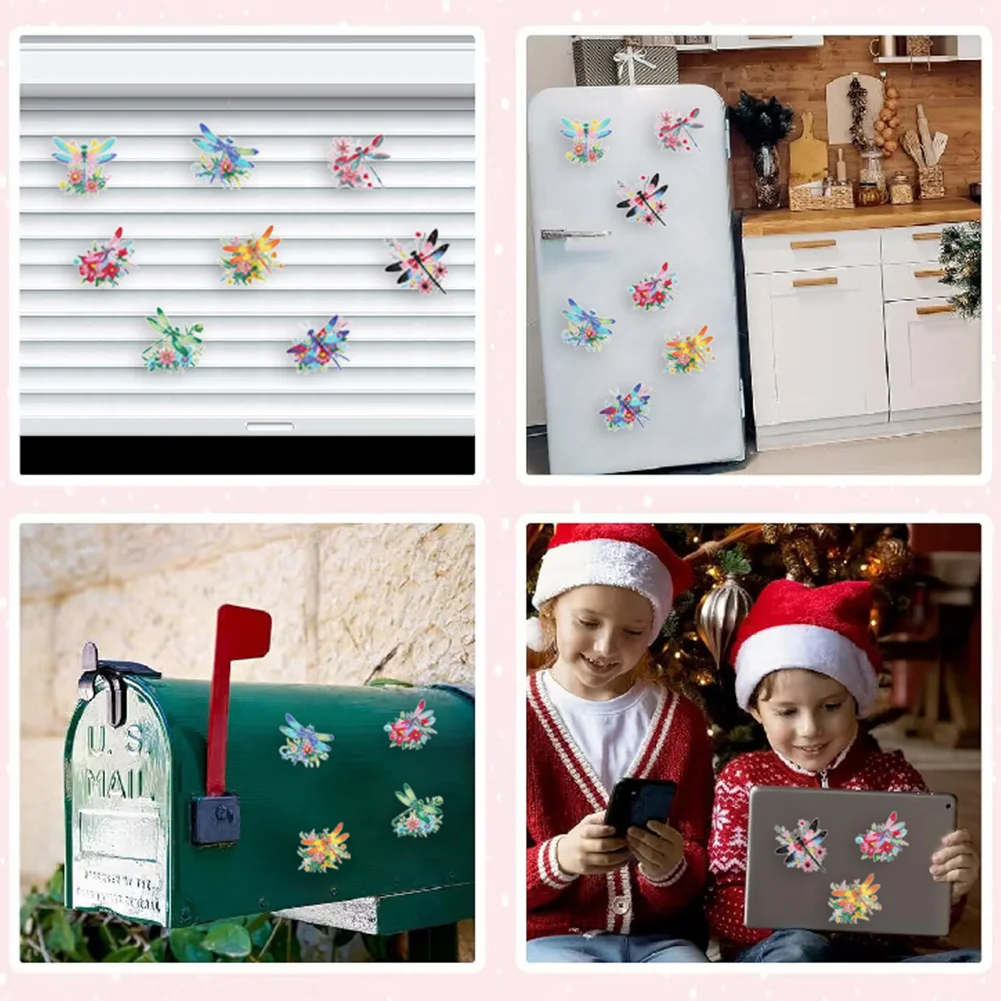 8Pcs DIY Animal Acrylic Special Shape Diamond Painting Refrigerator Magnet Dragonfly