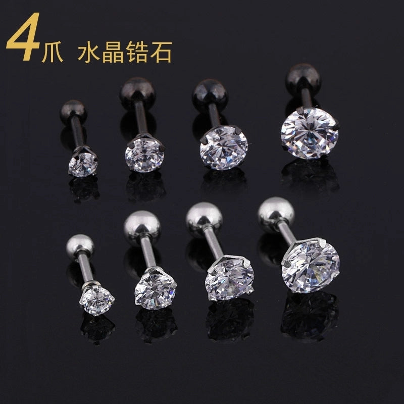 Medical Titanium Steel Zircon Stud Earrings Korean Girls Men’s Diamond Earrings Fashion Ear Bone Nails