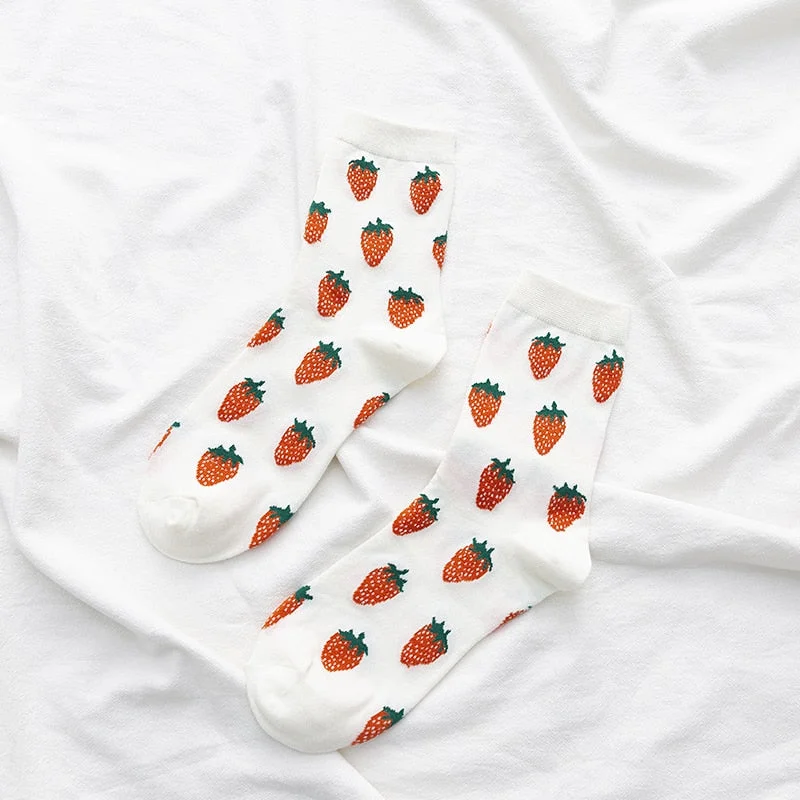 New Summer Cartoon Fruit Cotton Watermelon Lemon Strawberry Banana Avocado Women Korean Version of Socks Fashion Street Socks