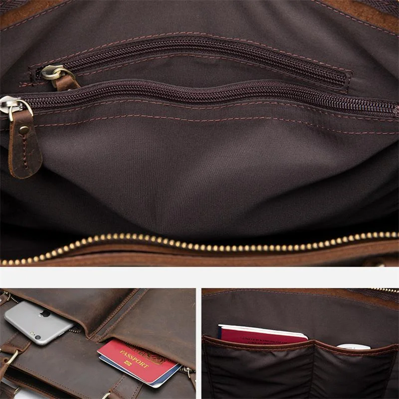Casual Vintage Leather Men's Handbag Shoulder Bag Large-Capacity Business Diagonal Bag