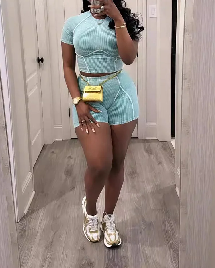 Short-sleeved Top and Shorts Sports Casual Suit