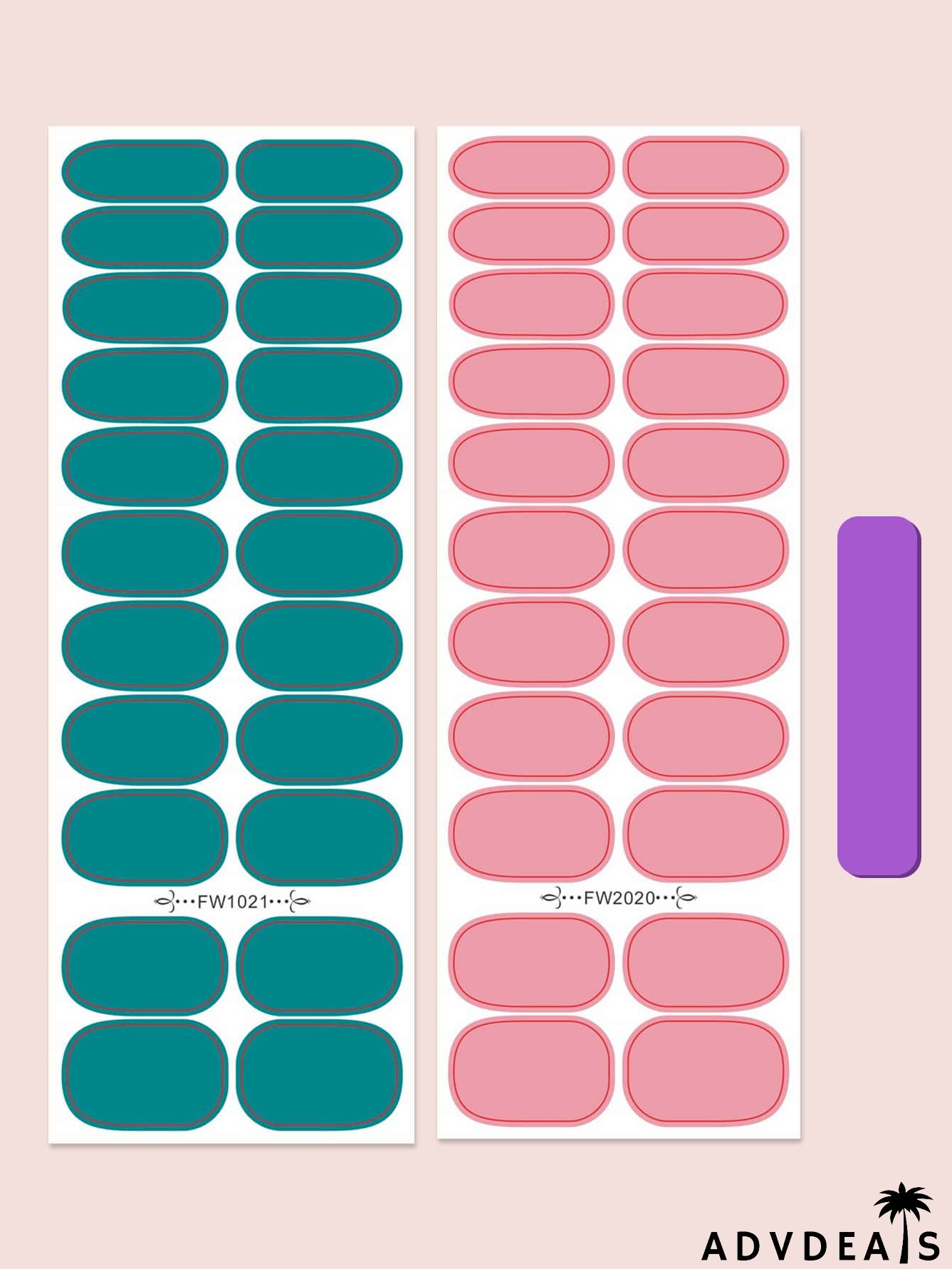 2sheets Nail Sticker & 1pc Nail File