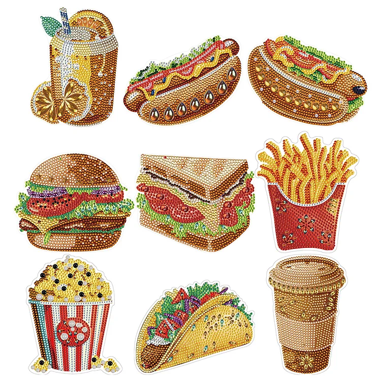 Round+Special Shape DIY Diamond Painting Magnets Kits Hot Dog