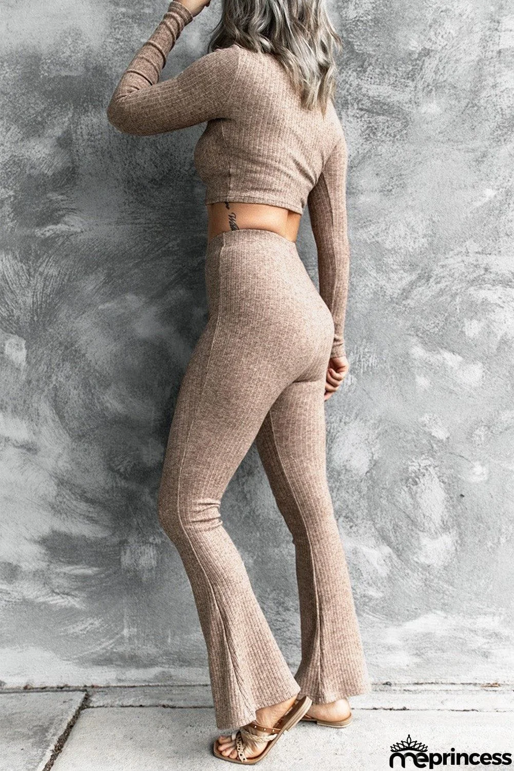 Ribbed Crop Top and Pants Set