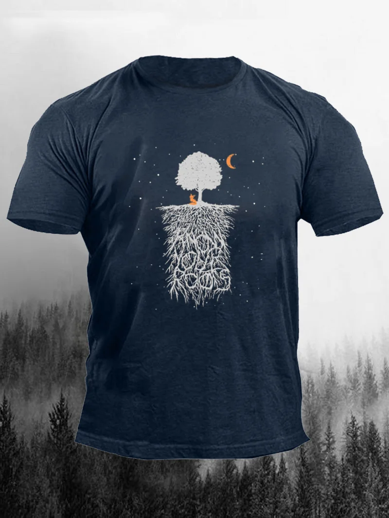 Fox Under Tree Printed Men's T-Shirt in  mildstyles