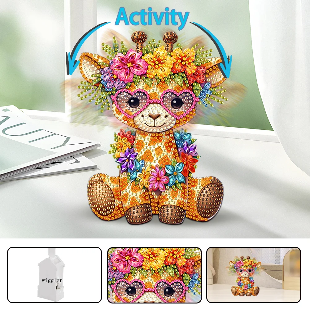 5D DIY Acrylic Animal Deer Shaking Head Diamond Painting Desktop Decorations 