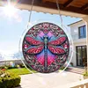 (25cm)DIY Acrylic Jigsaw Puzzle Window Hanging with Hanging Chain DIY Stained Glass Decoration Round Window Puzzle Decor for DIY Craft Project (Jeweled Dragonfly Art)