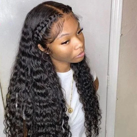  YVONNE Free Combination Super High-density Lace Wig Platinum Deep Wave 3 Bundles With HD 5x5 Lace Closure 