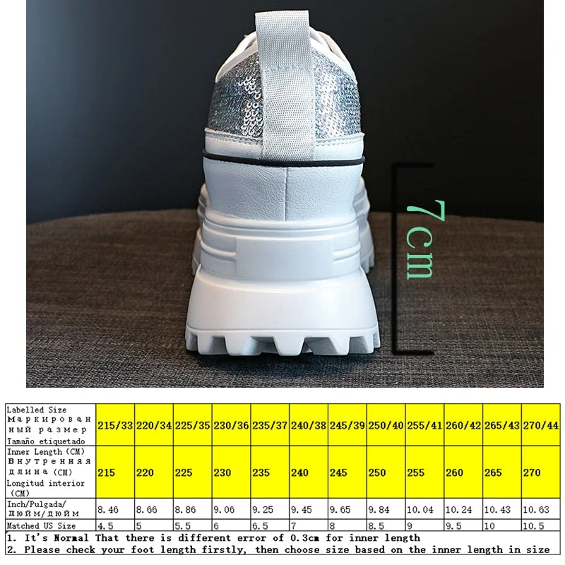 Fujin 7cm Women Casual Shoes Genuine Leather Platform Wedge Women Fashion Sneakers Chunky Shoes Za Bling Bling Spring Autumn