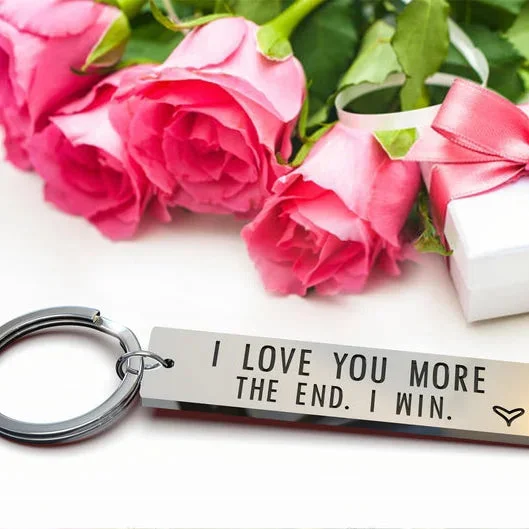 I Love You More The End I Win Funny Keychain for Couple