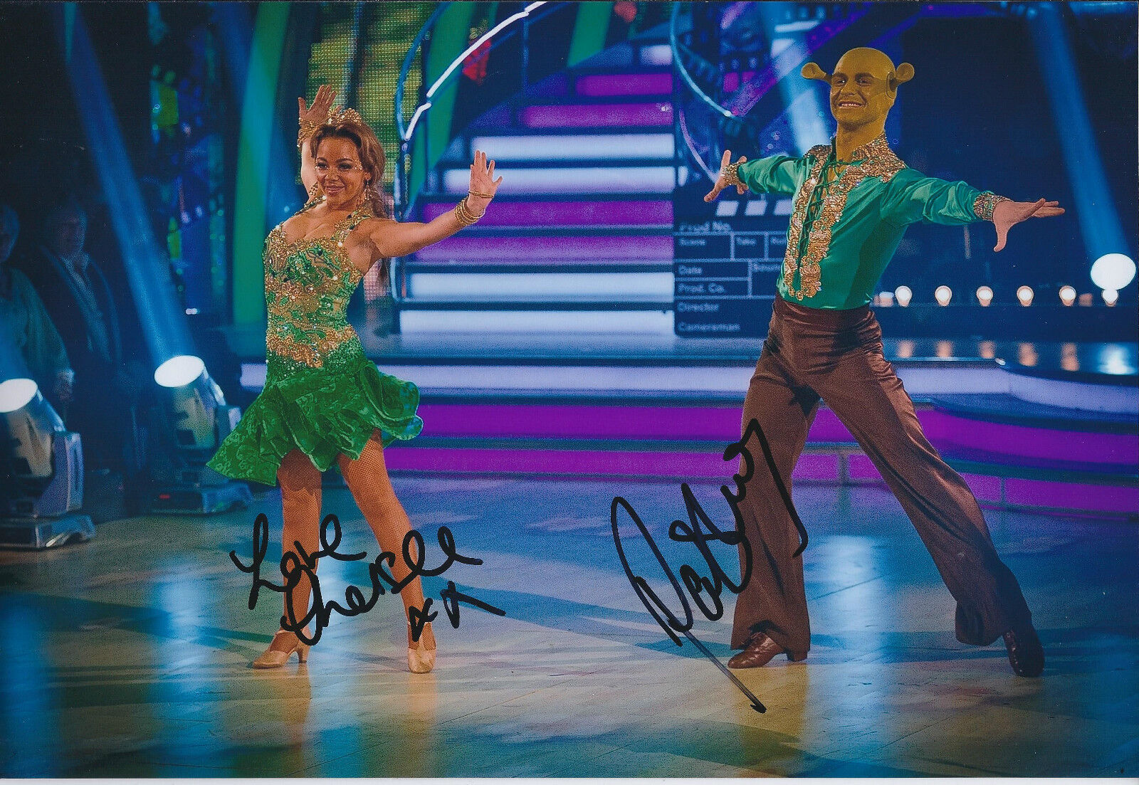 Chelsee HEALEY & Pasha KOVALEV SIGNED Autograph Photo Poster painting AFTAL COA Strictly Shrek