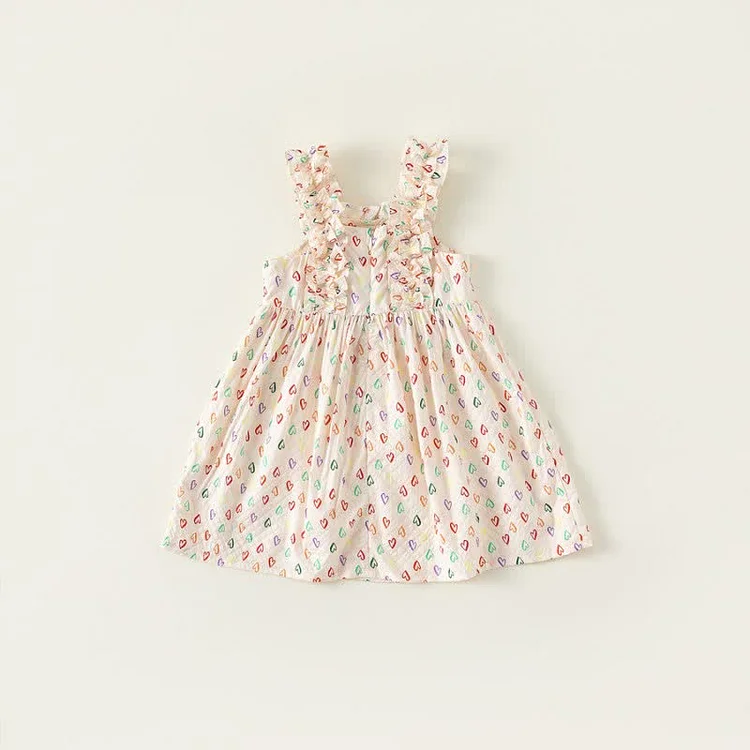 Toddler Girl Heart Ruffled Sling Dress