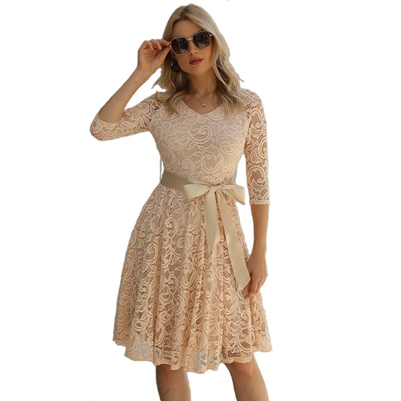 Sweet Women's Solid Color Stitching Dress