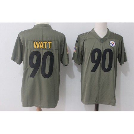 Men's  Pittsburgh Steelers #90 T.J. Watt Olive Salute To Service Limited Stitched NFL Jersey