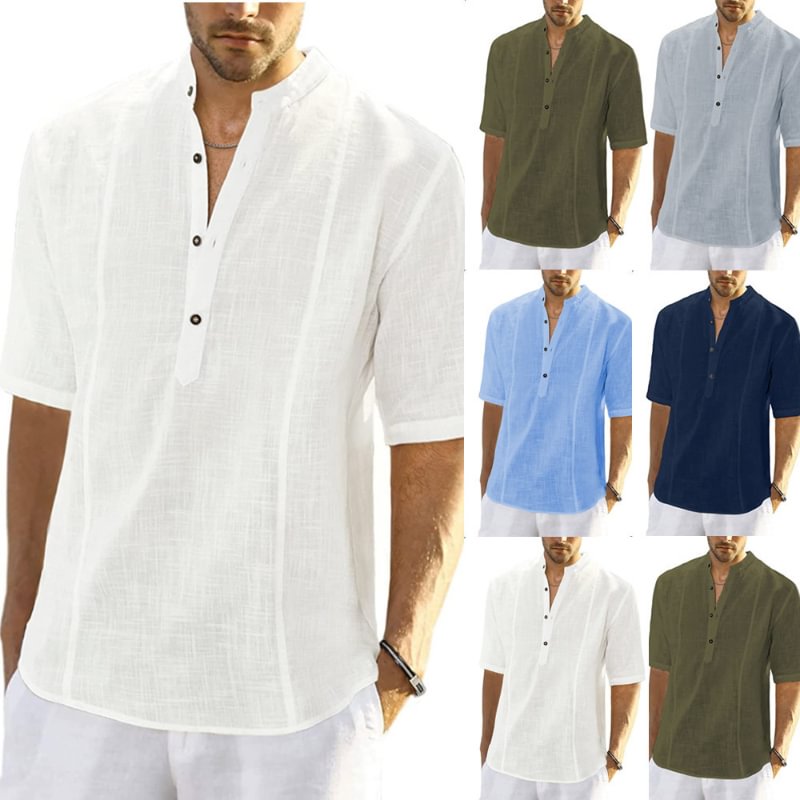 Men's Casual Solid Color Half-Sleeve Shirt