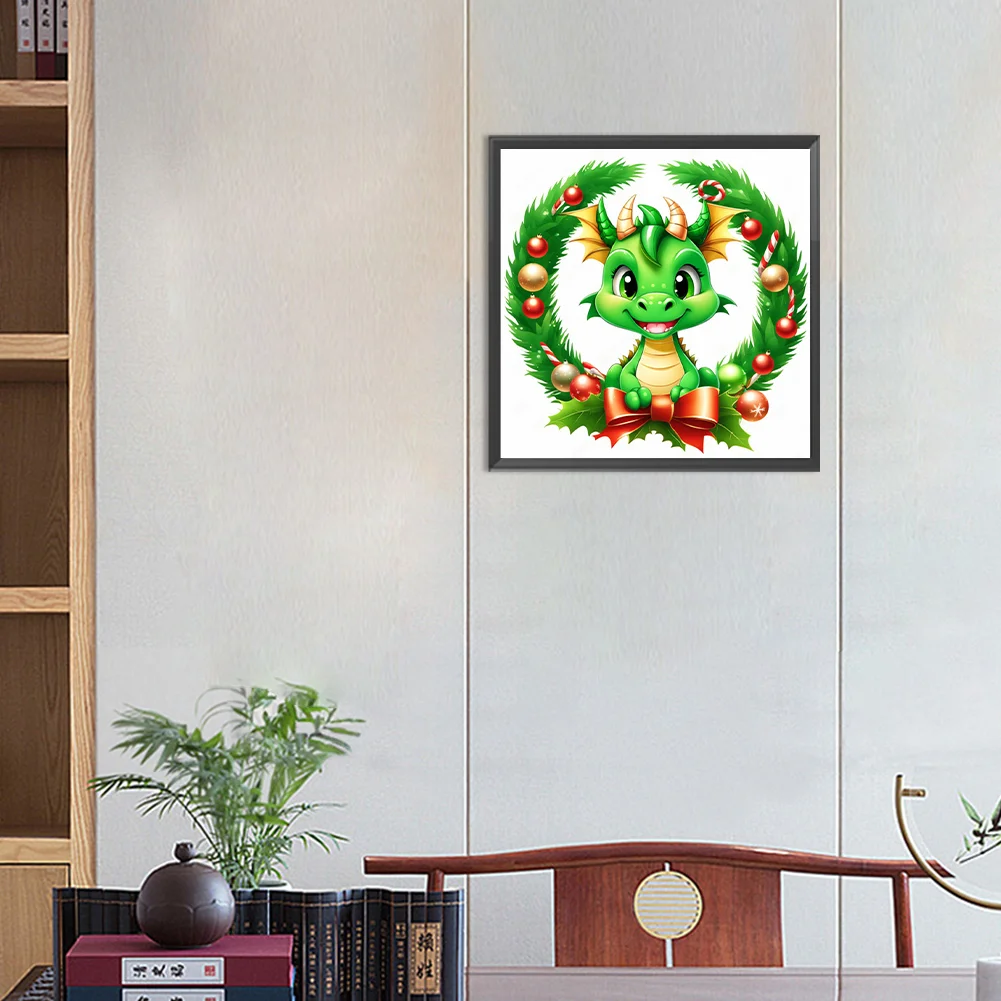 Full Round Diamond Painting 30*30cm - Dragon In The Wreath