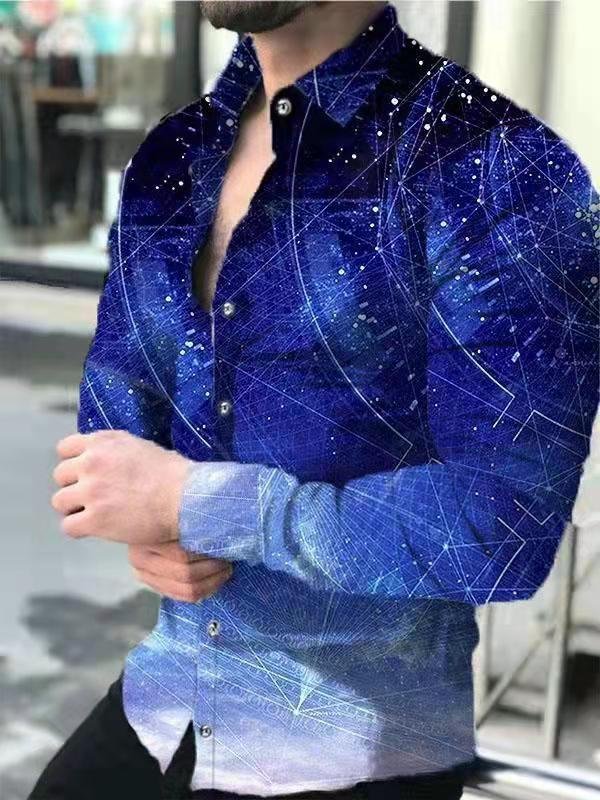 Men's Casual Blue Color Printed Shirt