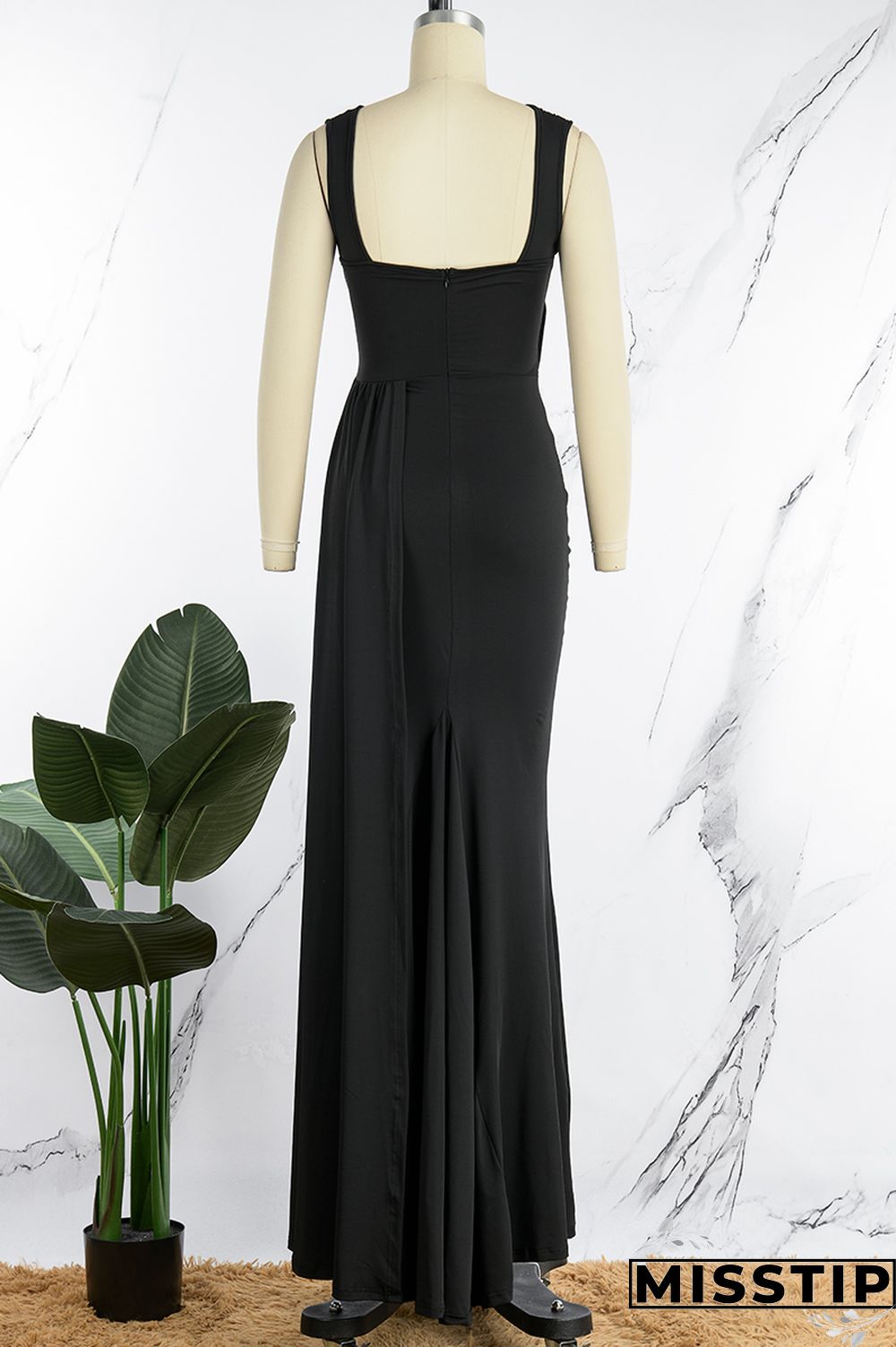 Blue Sexy Formal Solid Patchwork Beading V Neck Evening Dress Dresses