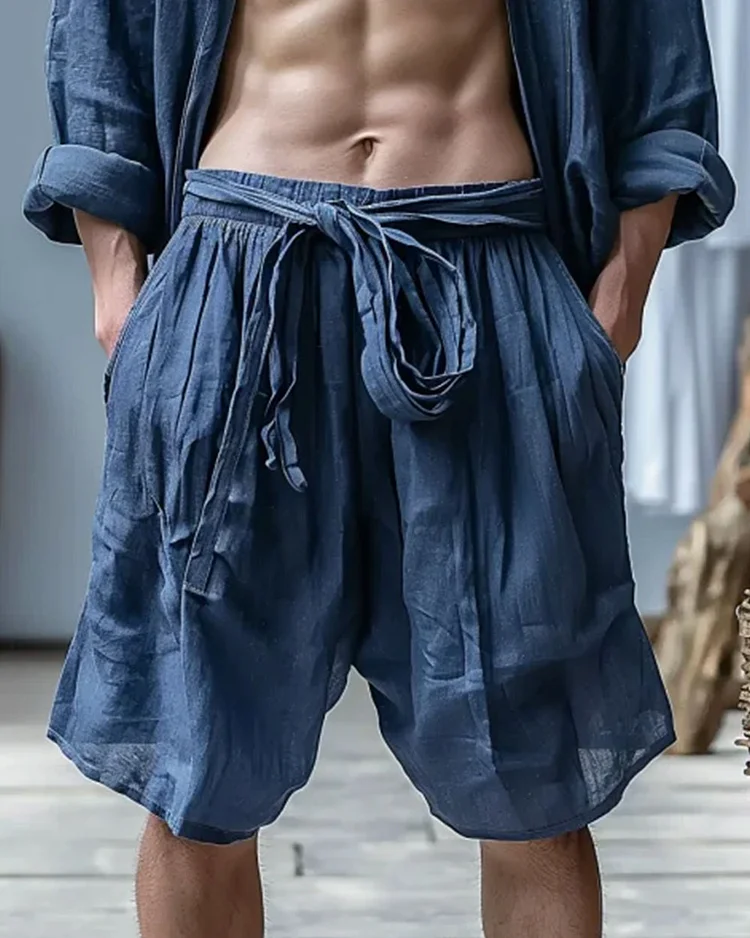 Men's Linen Wide-Leg Shortsop