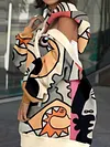 Stylish Abstract Printed Bandage Split-Joint Hooded Sweatshirt&Mini Dress