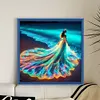 Girl In Fluorescent Skirt On The Beach - 11CT Stamped Cross Stitch - 45*45cm