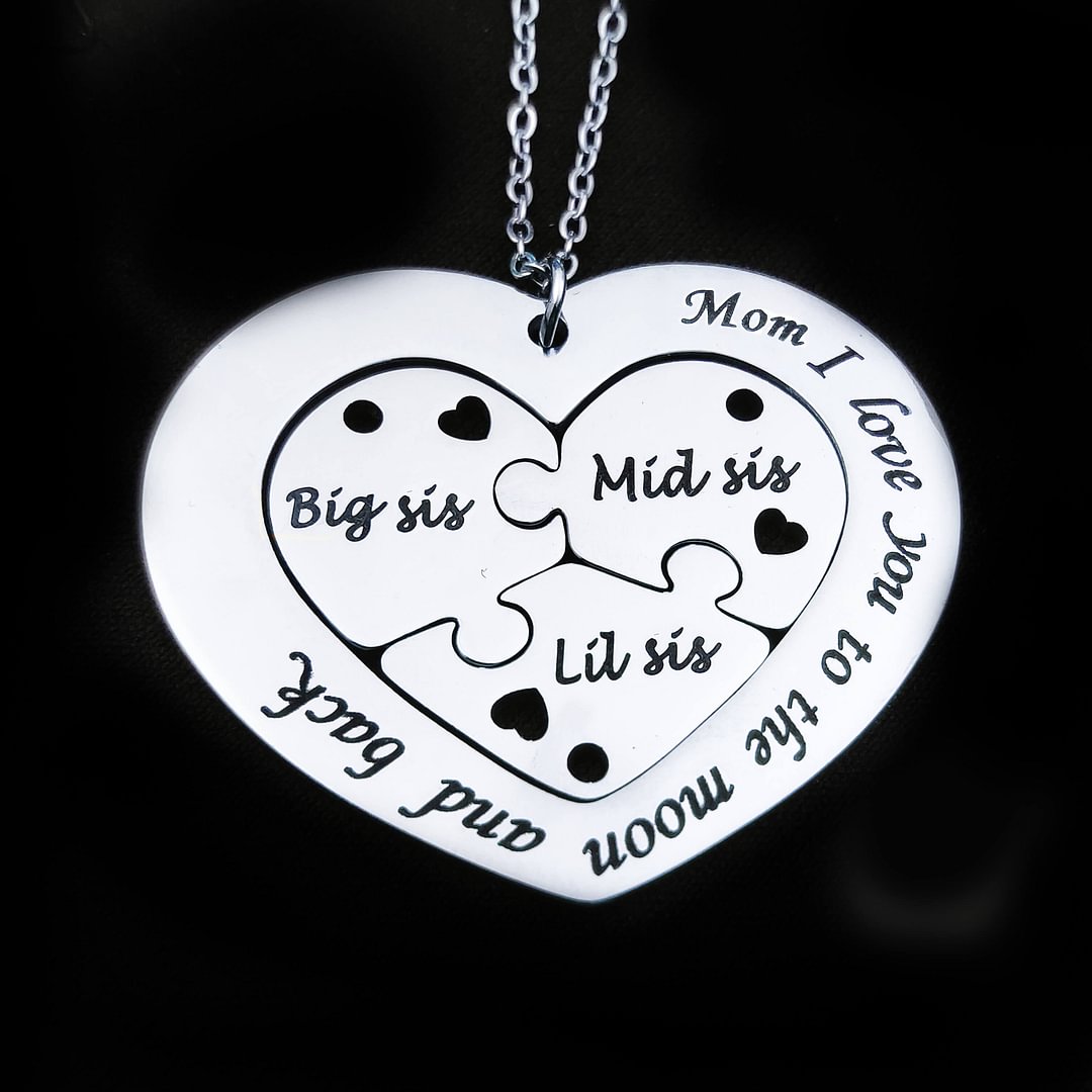 4 pcs Necklace for mom and 3 siblings