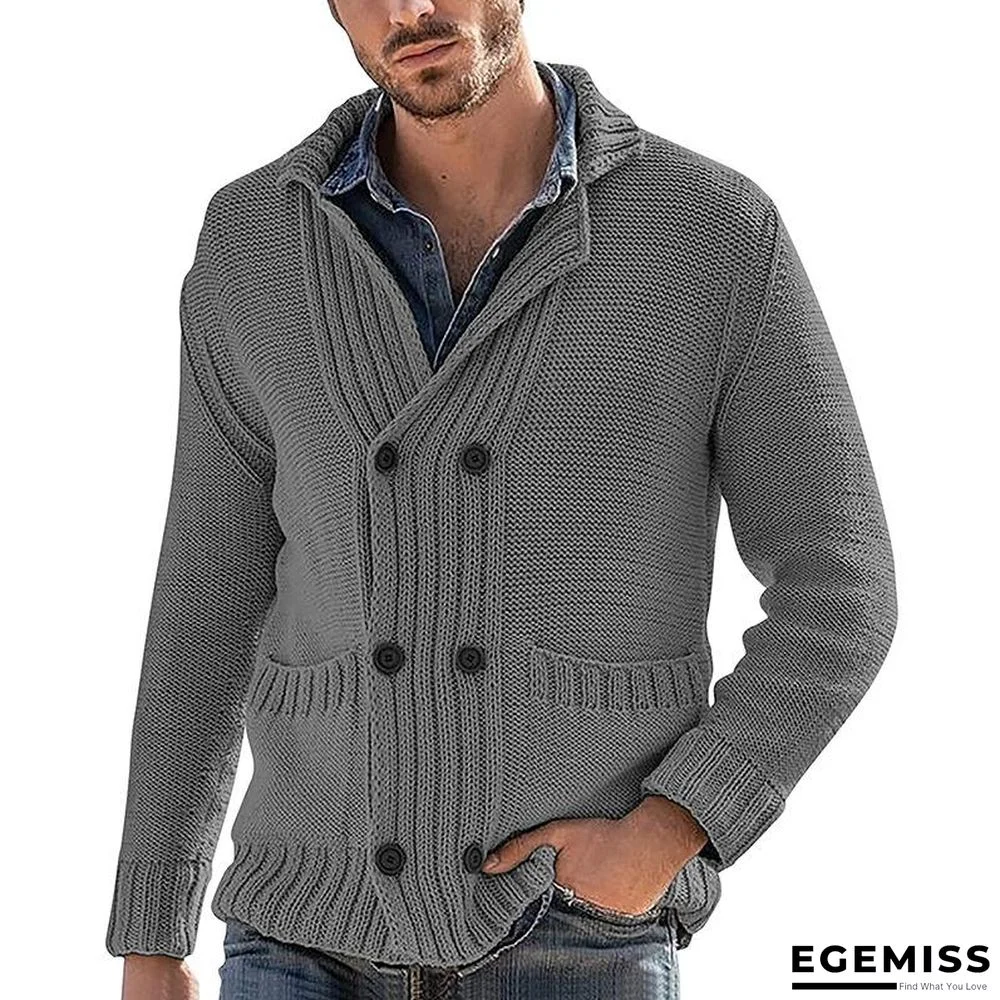 Cardigan Men's Fashion Solid Color Lapel Long Sleeve Knitted Coat | EGEMISS