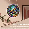 (25cm)DIY Acrylic Jigsaw Puzzle Window Hanging with Hanging Chain DIY Stained Glass Decoration Round Window Puzzle Decor for DIY Craft Project (Stained Glass Butterfly)