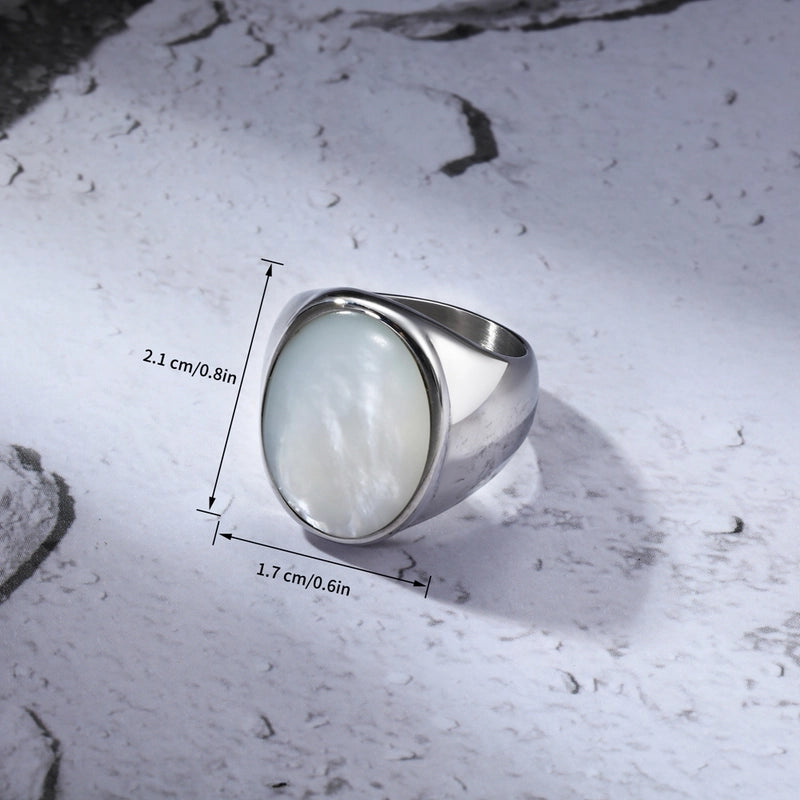 A Non-Fading Stainless Steel Popular Simplicity Men’s Ring Round Fashion Elegant Shell Women’s Ring
