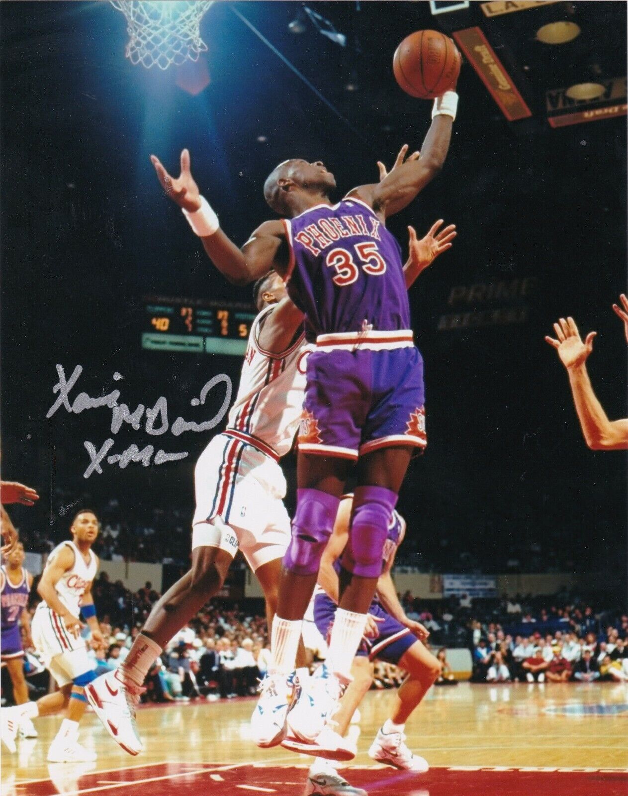 XAVIER MCDANIEL PHOENIX SUNS ACTION SIGNED 8x10