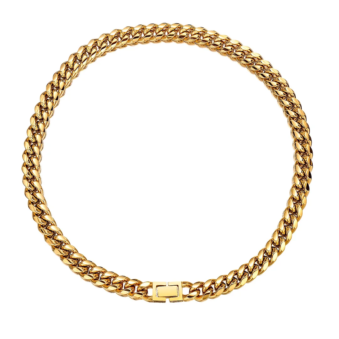 Mens Miami Cuban Link Titanium Stainless Steel Chain Necklace Prong Cuban Chain 16-30inch Length Hip Hop Jewely