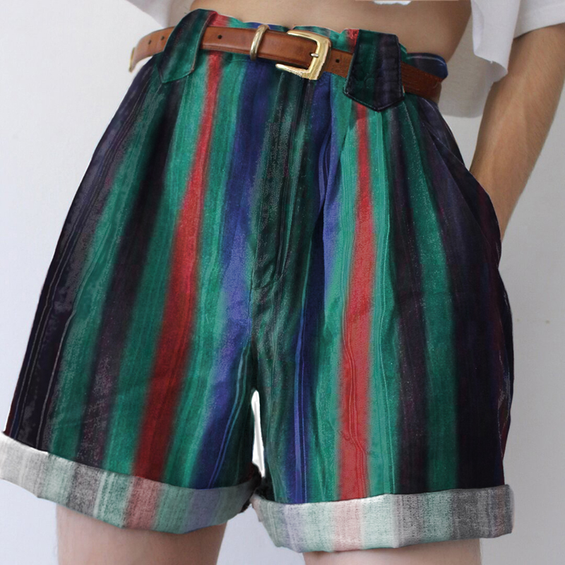 Vintage Casual Striped Shorts / [blueesa] /