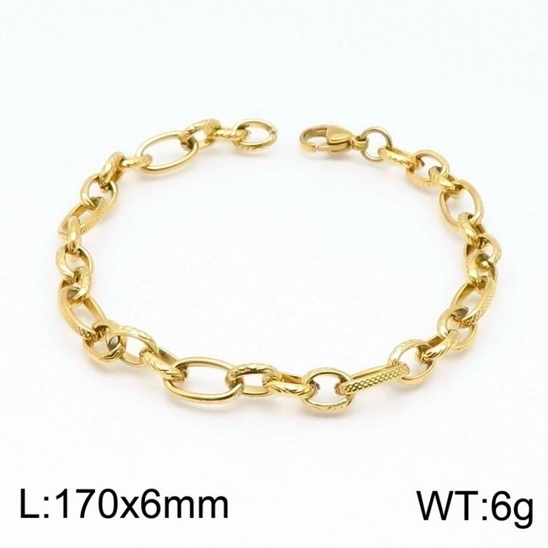 Stainless Steel 18K Gold Plated Basic Minimalist Solid Color Bracelets