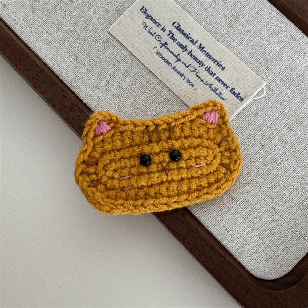 Wool Crochet Cartoon Cat Bb Clip wearshes