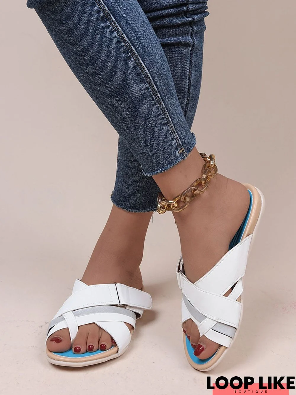 casual Velcro color block sandals