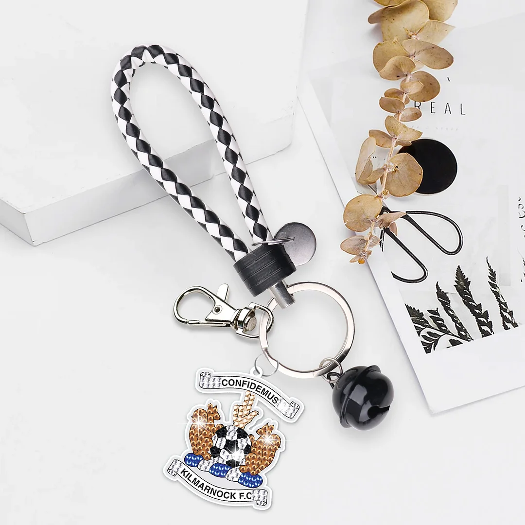 【Upgrade】DIY Kilmarnock F.C. Logo Double Sided Rhinestone Painting Keychain Pendant for Adult