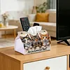 (24cm)Diamond Art Tissue Box Cover DIY PU Desktop Organizer Large(Cat)
