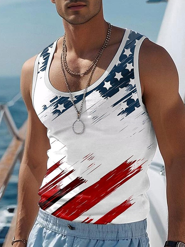 Comstylish Independence Day Flag Print Men's Casual Vest