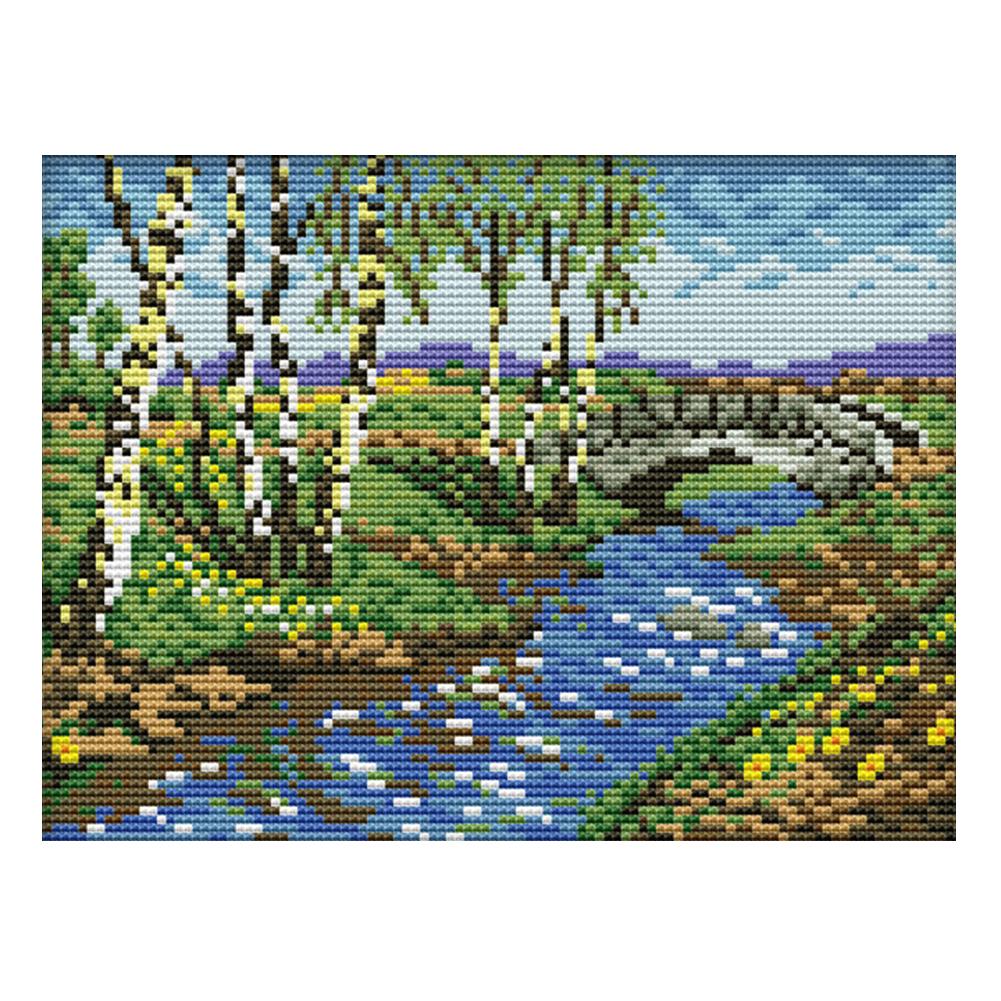 

Countryside Scenery - 14CT Stamped Cross Stitch - 26*19cm, 501 Original
