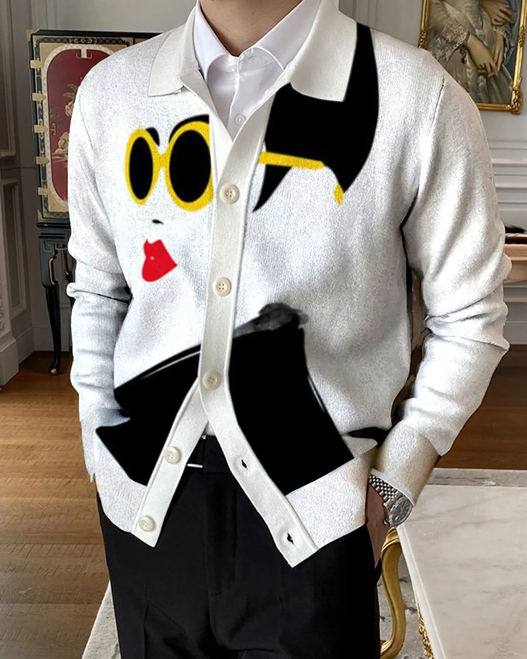 Men's Lapel Knitted Sweater Cardigan 4d3e